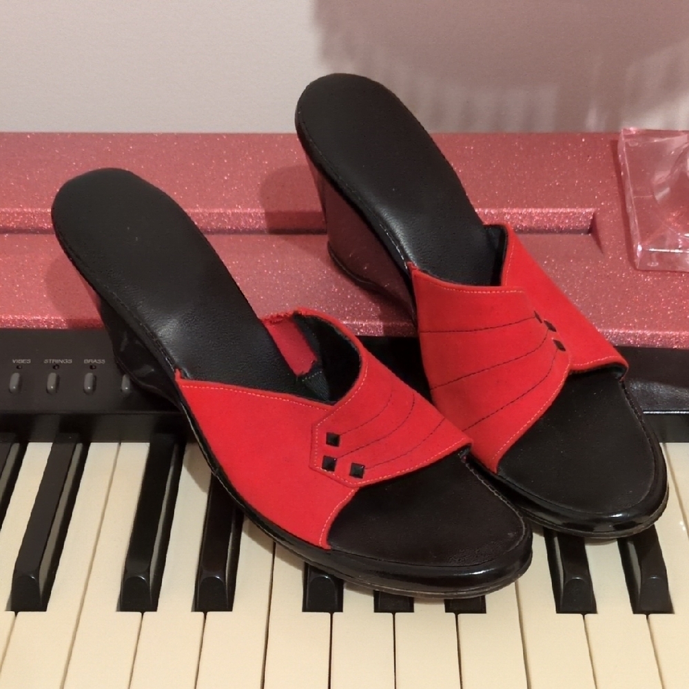 Elegant Red Women's Wedge Sandals